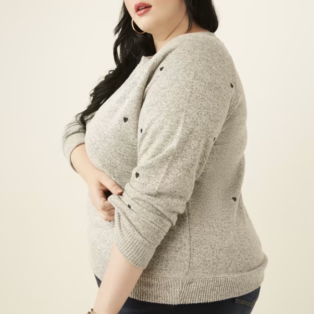 Plus Size Cristina Heart-Print Sweater